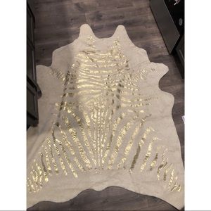 World market ivory and gold zebra rug